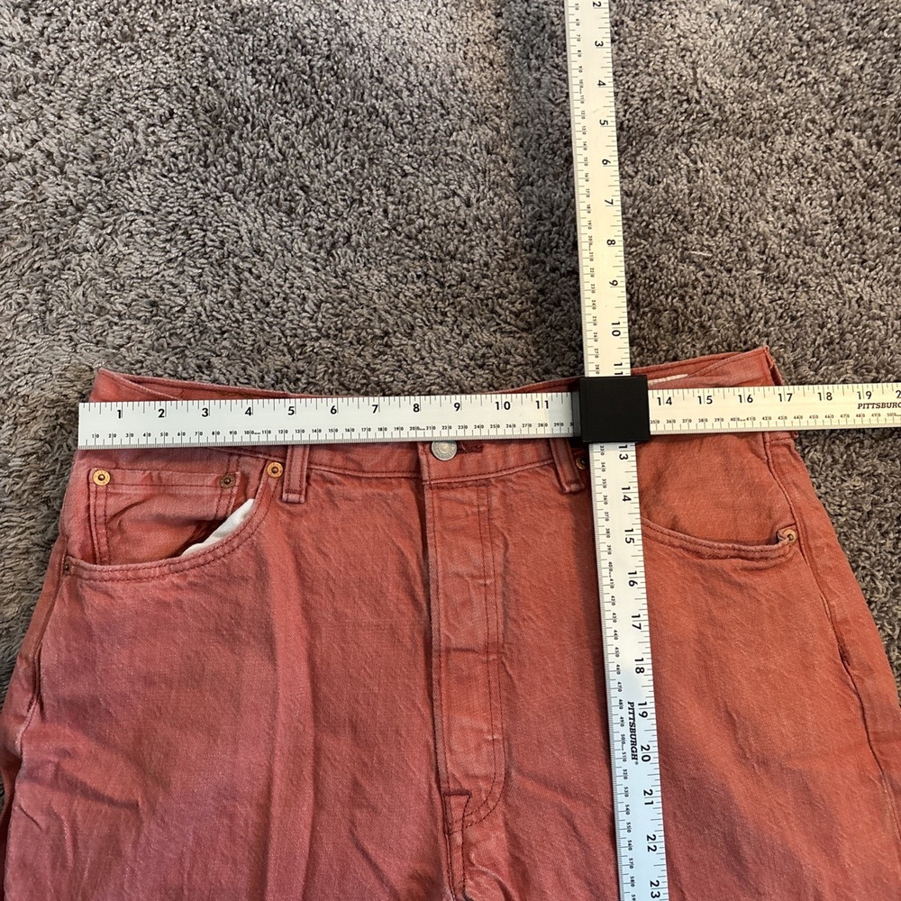 Levis 501 Original White Oak Cone Denim Jeans Mens 36x34 Coral Button Fly 34x32 - Picture 2 of 7